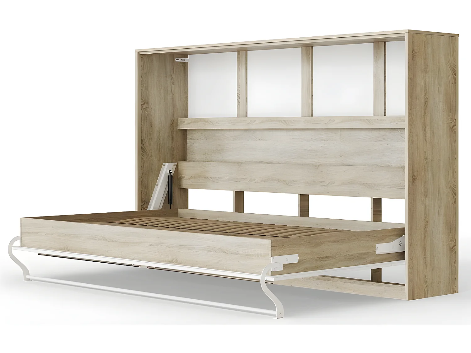 Armoire Lit escamotable 120x200cm Supérieur Horizontal Lit Rabattable Lit Mural Chêne Sonoma/Blanc