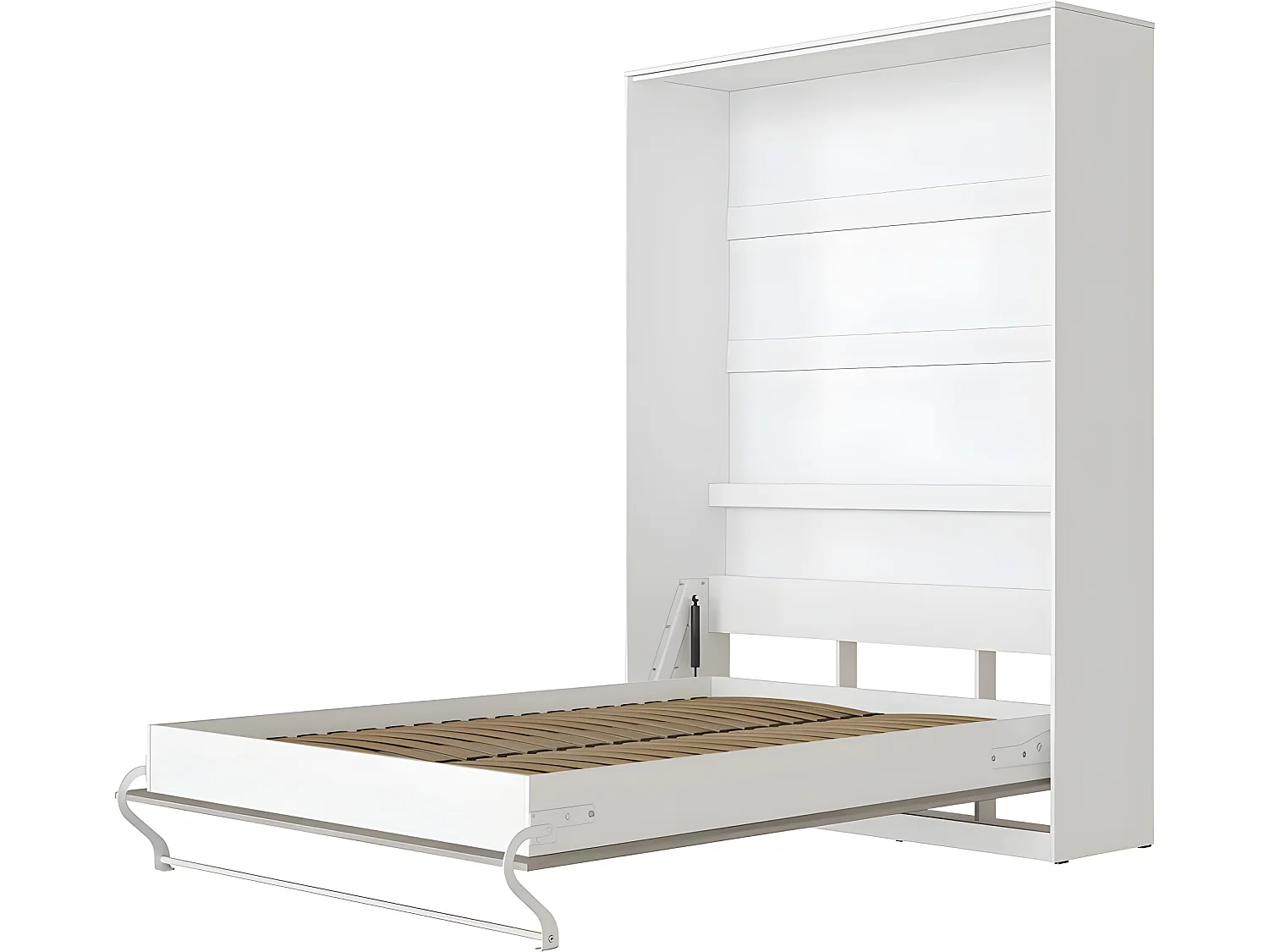 Armoire Lit escamotable 140x200cm Lit Rabattable Lit Mural Supérieur Vertical Blanc/Béton