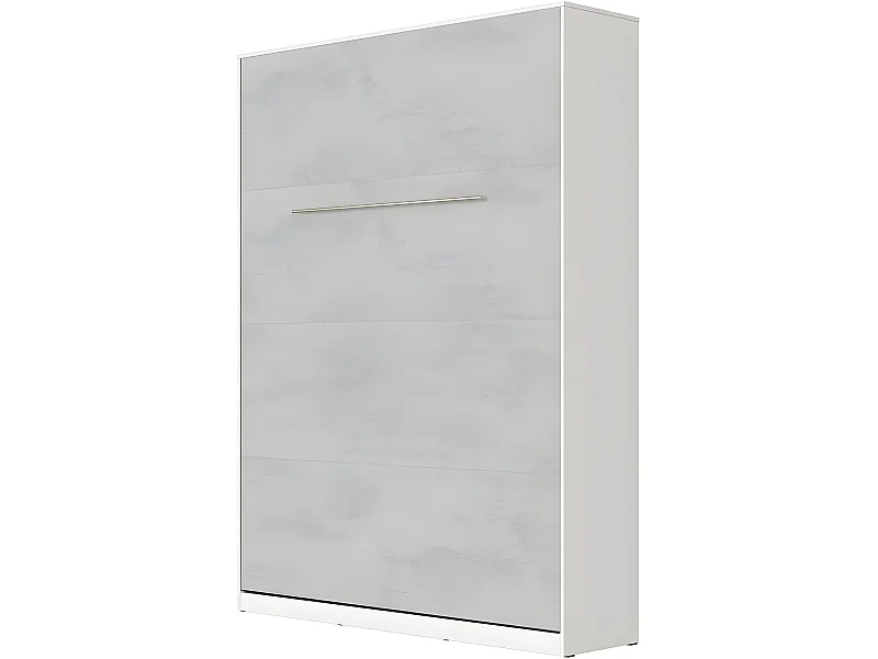 Armoire Lit escamotable 140x200cm Lit Rabattable Lit Mural Supérieur Vertical Blanc/Béton