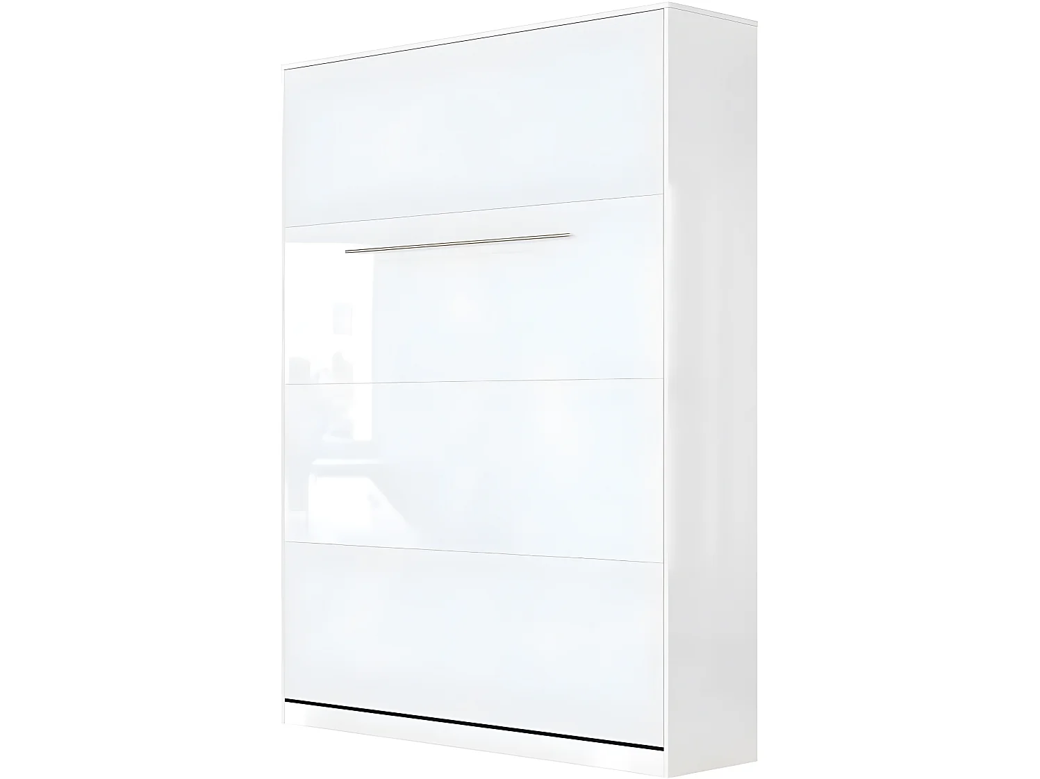 Armoire Lit escamotable 140x200cm Lit Rabattable Lit Mural Supérieur Vertical Blanc/Blanc brillant