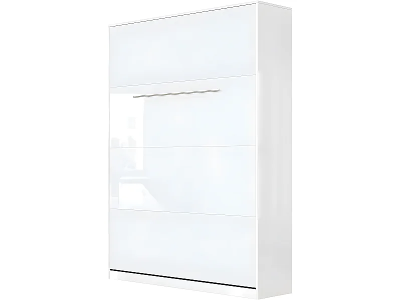 Armoire Lit escamotable 140x200cm Lit Rabattable Lit Mural Supérieur Vertical Blanc/Blanc brillant