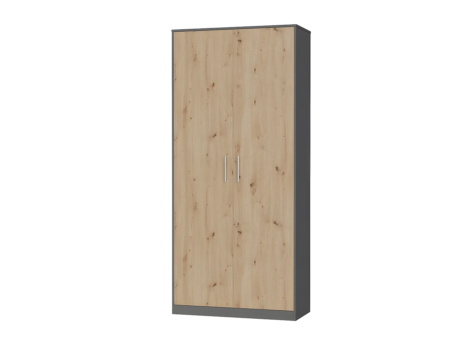 Lit escamotable +2 Placards Vertical 90x200+(100x2)cm Lit Rabattable Lit Mural Standard Anthracite/Chêne sauvage