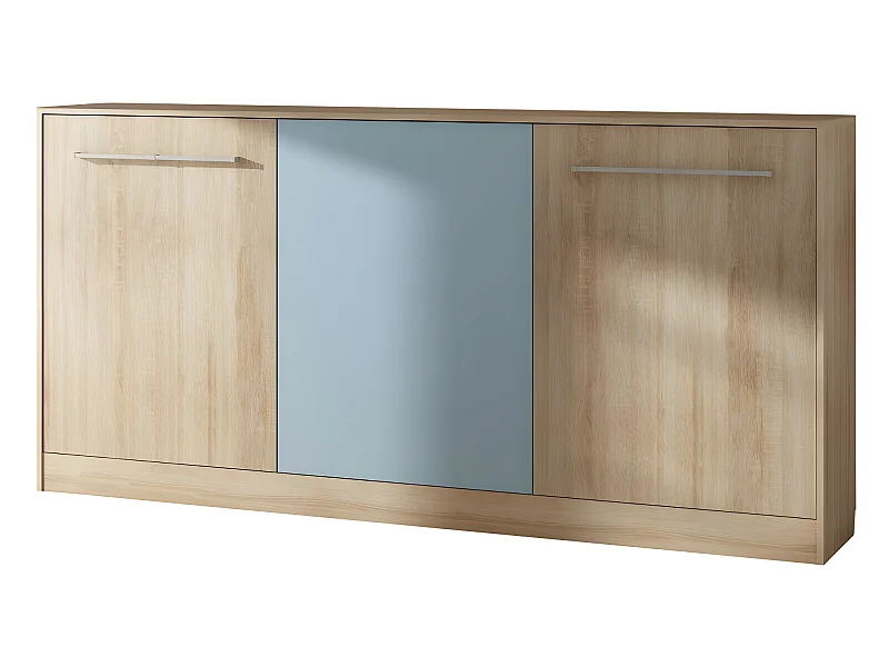 Armoire Lit escamotable Horizontal 90x200 cm Sonoma bleu Lit Rabattable Lit Mural Roddy