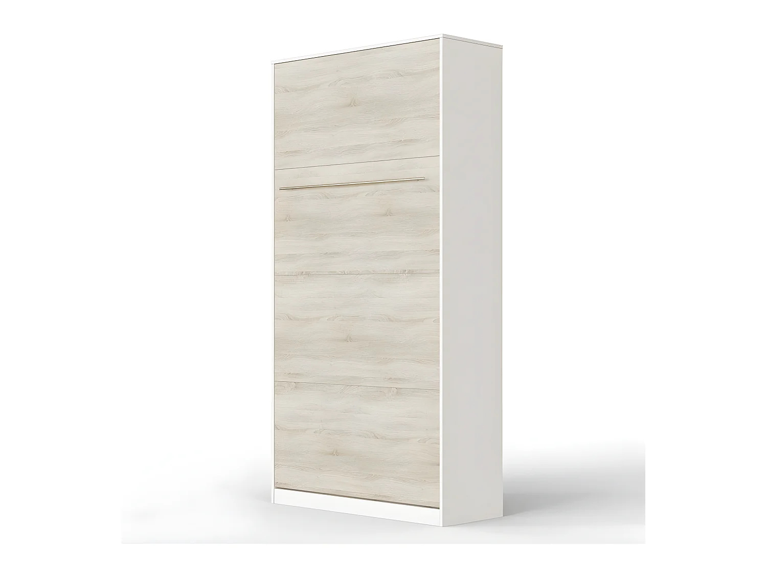 Lit escamotable +2 Placards Vertical 90x200+(50x2)cm Lit Rabattable Lit Mural Standard Blanc /Chêne Sonoma