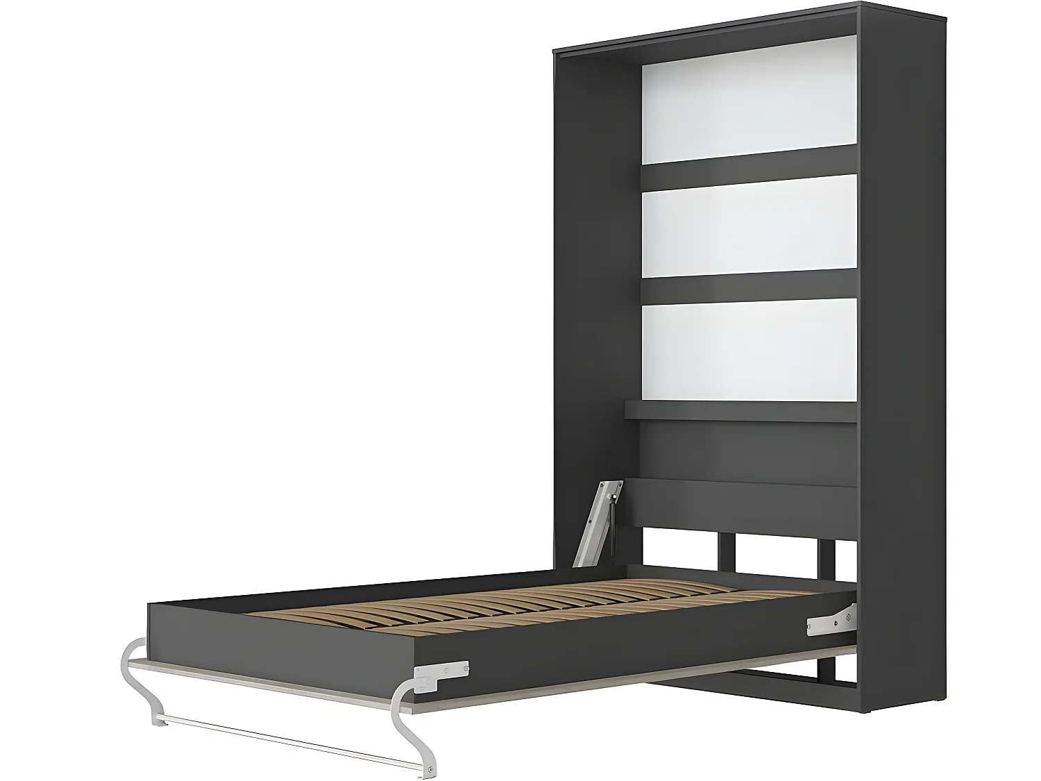 Armoire Lit escamotable 120x200cm Vertical Lit Rabattable Lit Mural Supérieur Anthracite/Béton