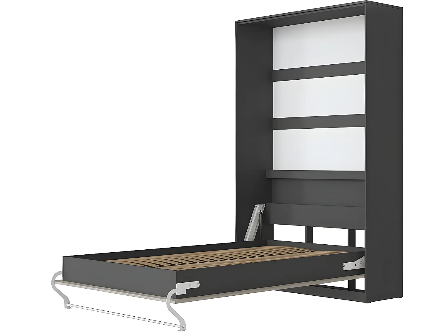 Armoire Lit escamotable 120x200cm Vertical Lit Rabattable Lit Mural Supérieur Anthracite/Béton