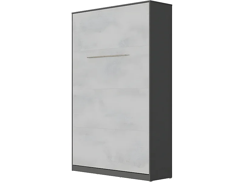 Armoire Lit escamotable 120x200cm Vertical Lit Rabattable Lit Mural Supérieur Anthracite/Béton