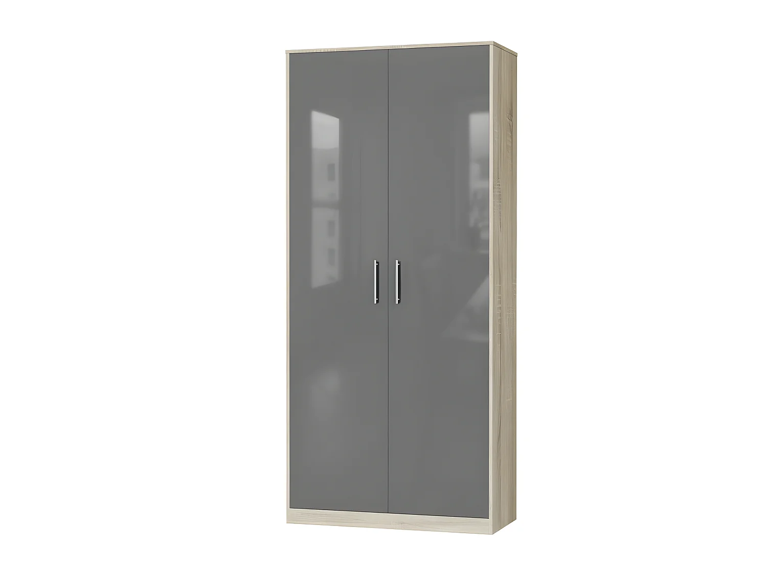 Lit escamotable +2 Placards Vertical 90x200+(80x2)cm Lit Rabattable Lit Mural Standard Chêne Sonoma/Anthracite brillant
