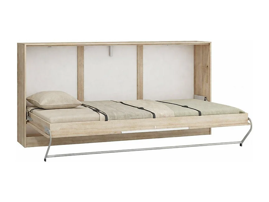 Armoire Lit escamotable Horizontal 90x200 cm Sonoma Blanc Lit Rabattable Lit Mural Roddy