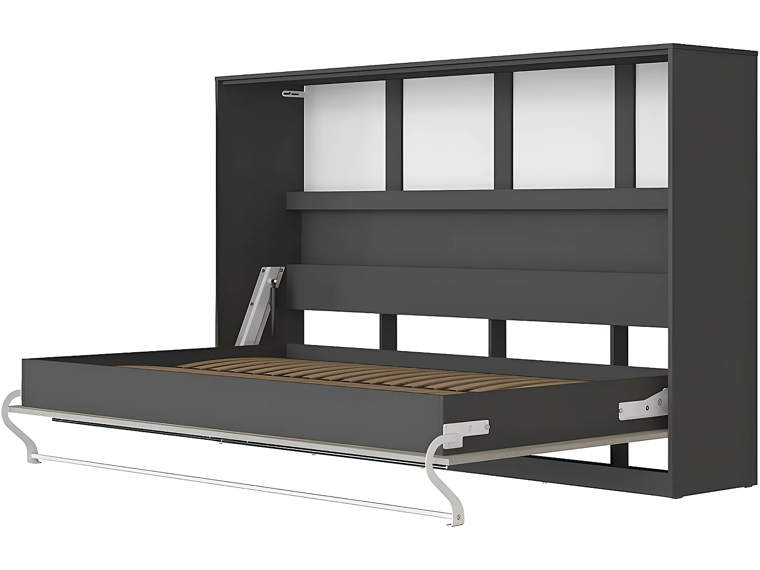Armoire Lit escamotable 120x200cm Supérieur Horizontal Lit Rabattable Lit Mural Anthracite/Béton