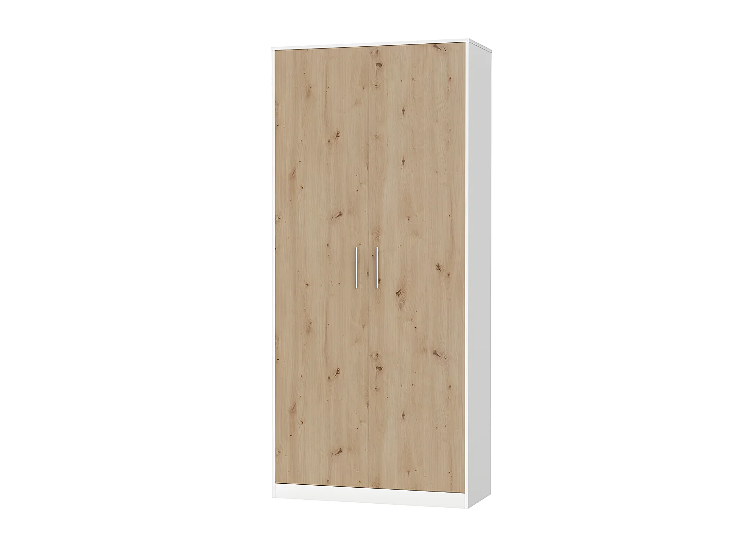 Lit escamotable +2 Placards Vertical 90x200+(100x2)cm Lit Rabattable Lit Mural Standard Blanc/Chêne Sauvage