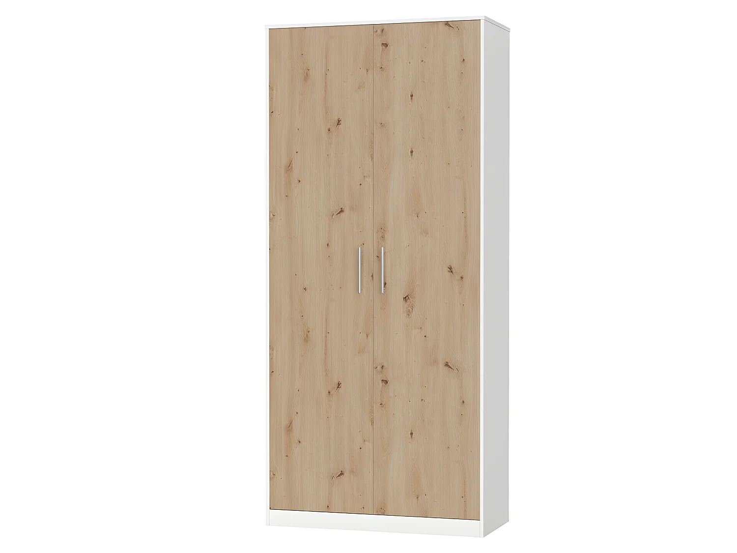 Lit escamotable +2 Placards Vertical 90x200+(100x2)cm Lit Rabattable Lit Mural Standard Blanc/Chêne Sauvage