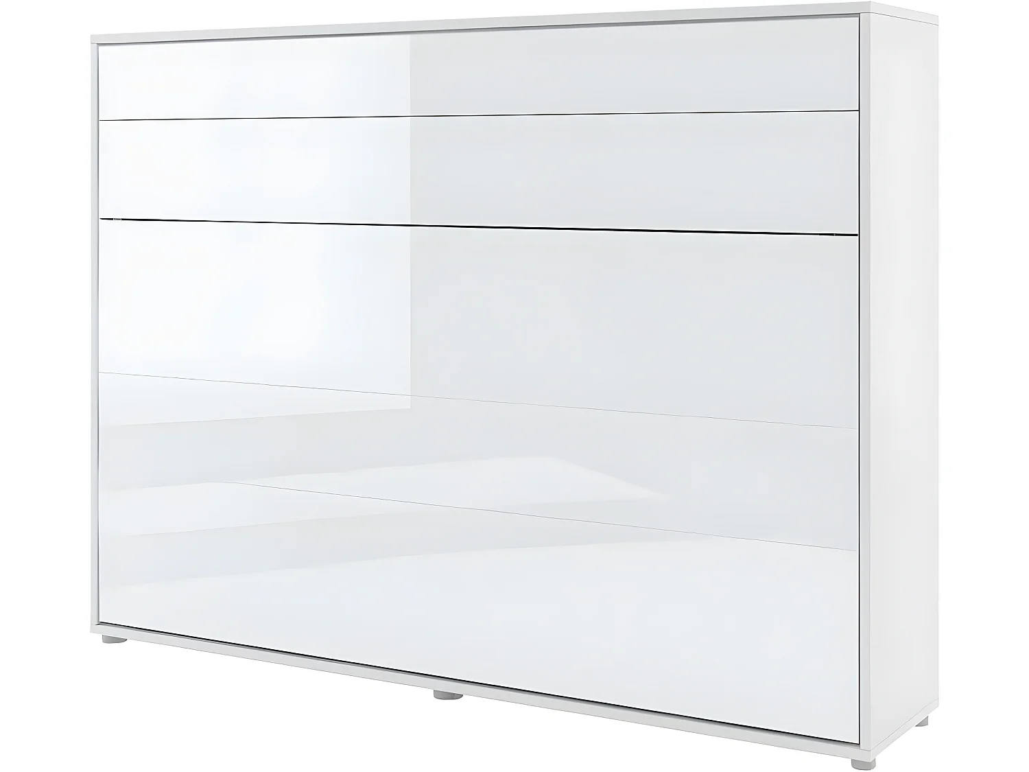 Lenart Armoire Lit escamotable Horizontal 160x200 cm Blanc brillant Lit Rabattable Lit Mural"Consus"