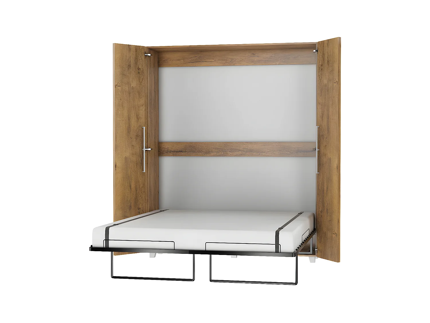 Armoire Lit escamotable Vertical 160x200 cm Chêne foncé avec porte Lit Rabattable Lit Mural Todor