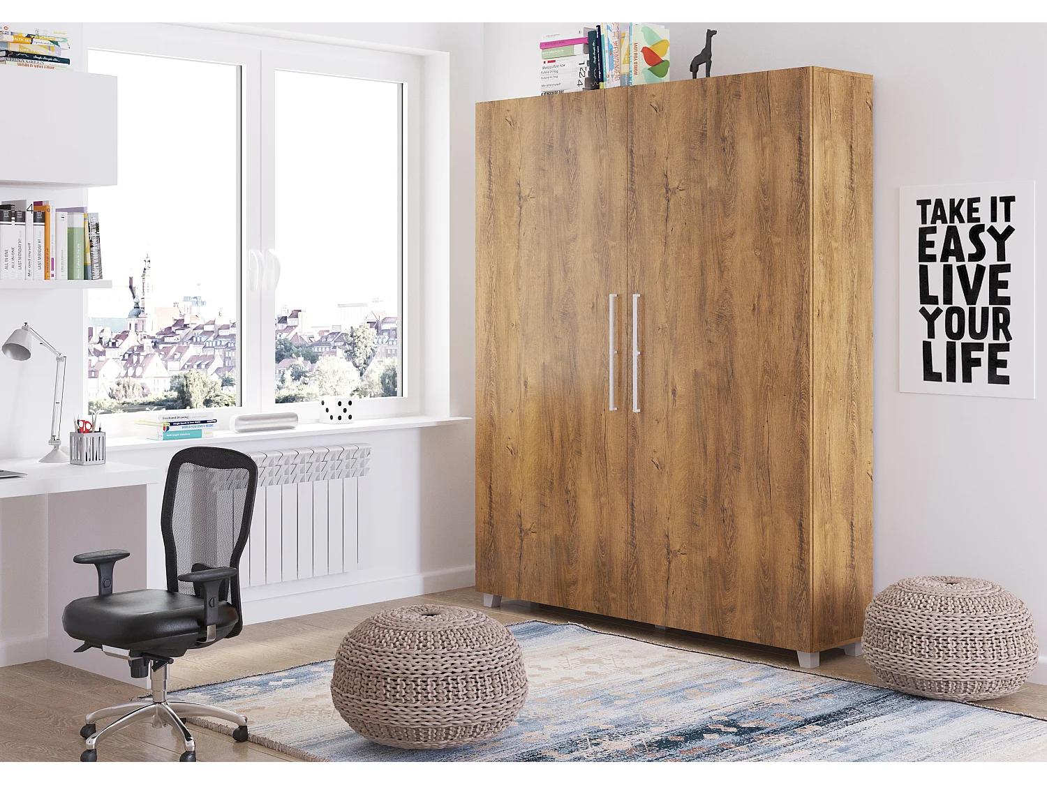 Armoire Lit escamotable Vertical 160x200 cm Chêne foncé avec porte Lit Rabattable Lit Mural Todor