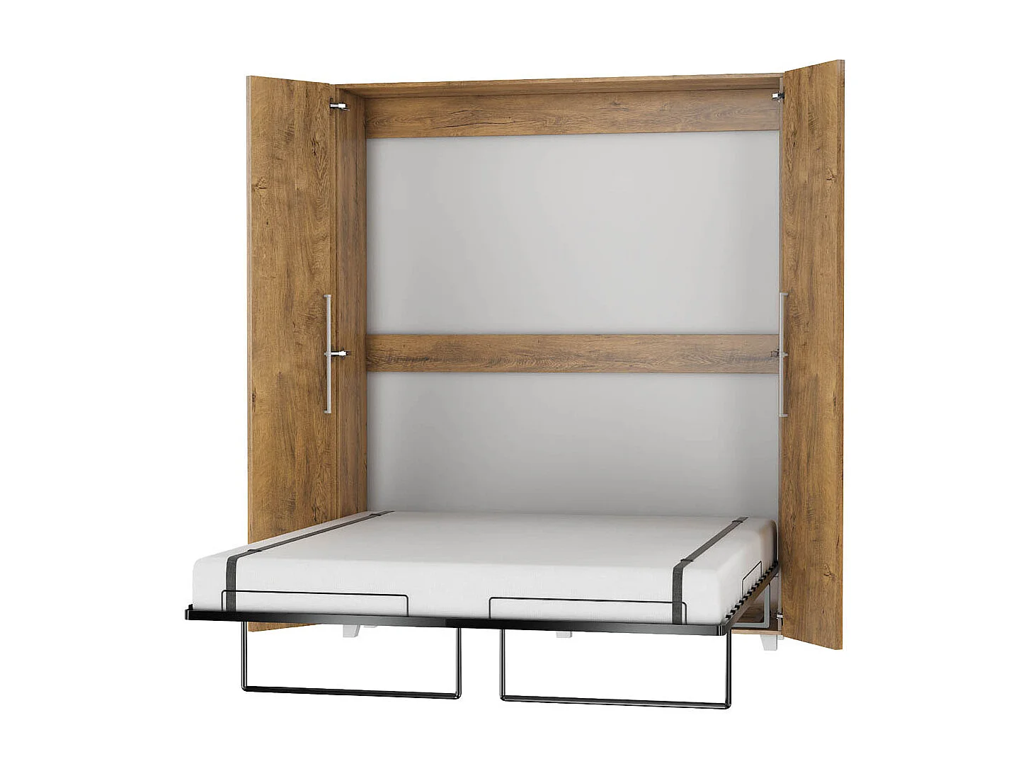 Armoire Lit escamotable Vertical 160x200 cm Chêne foncé avec porte Lit Rabattable Lit Mural Todor