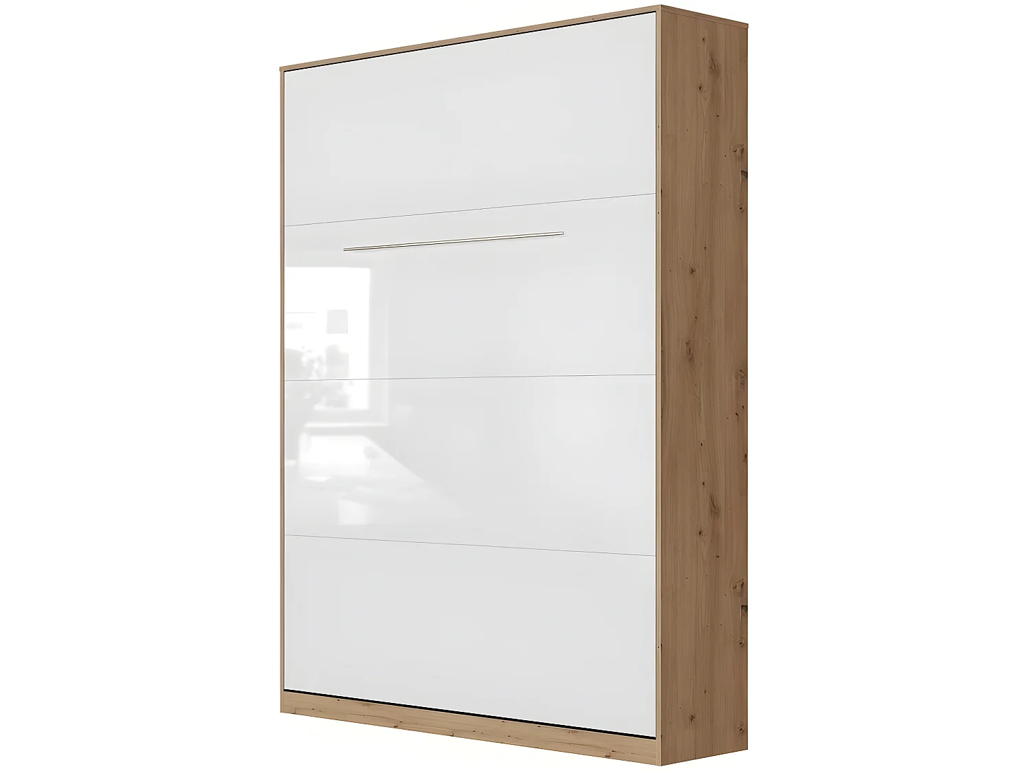 Lit escamotable +2 Placards Vertical 140x200+(80x2)cm Lit Rabattable Lit Mural Standard Chêne Sauvage/blanc brillant