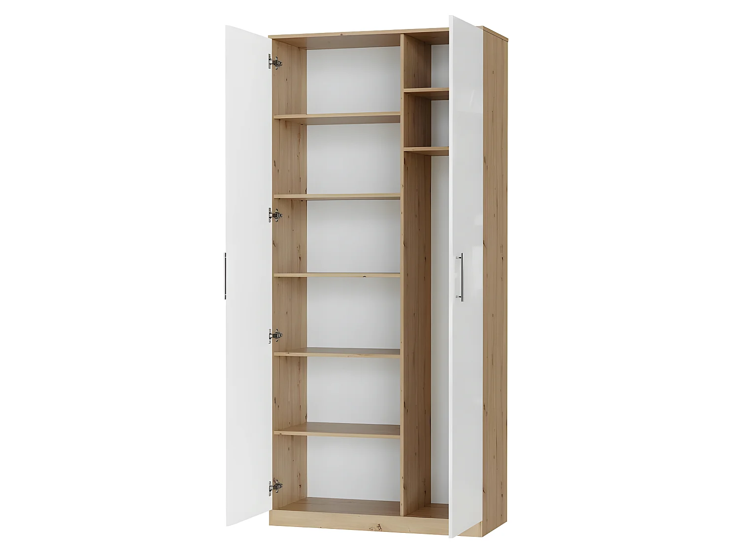 Lit escamotable +2 Placards Vertical 140x200+(80x2)cm Lit Rabattable Lit Mural Standard Chêne Sauvage/blanc brillant