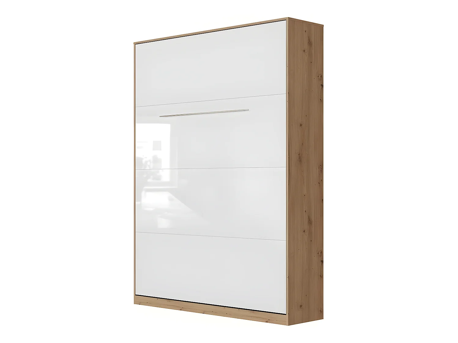 Armoire Lit escamotable 140x200cm Lit Rabattable Lit Mural Supérieur Vertical Chêne Sauvage/blanc brillant