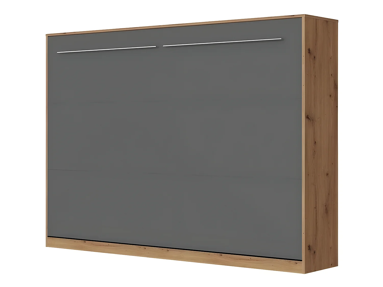 Armoire Lit escamotable 140x200cm Supérieur Horizontal Lit Rabattable Lit Mural Chêne Sauvage/Anthracite