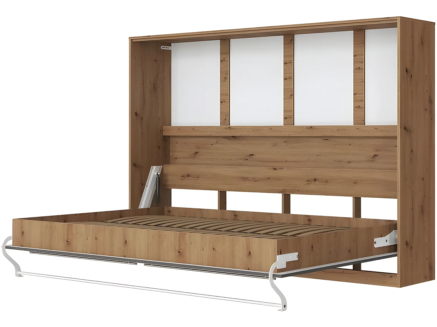 Armoire Lit escamotable 140x200cm Supérieur Horizontal Lit Rabattable Lit Mural Chêne Sauvage/Anthracite