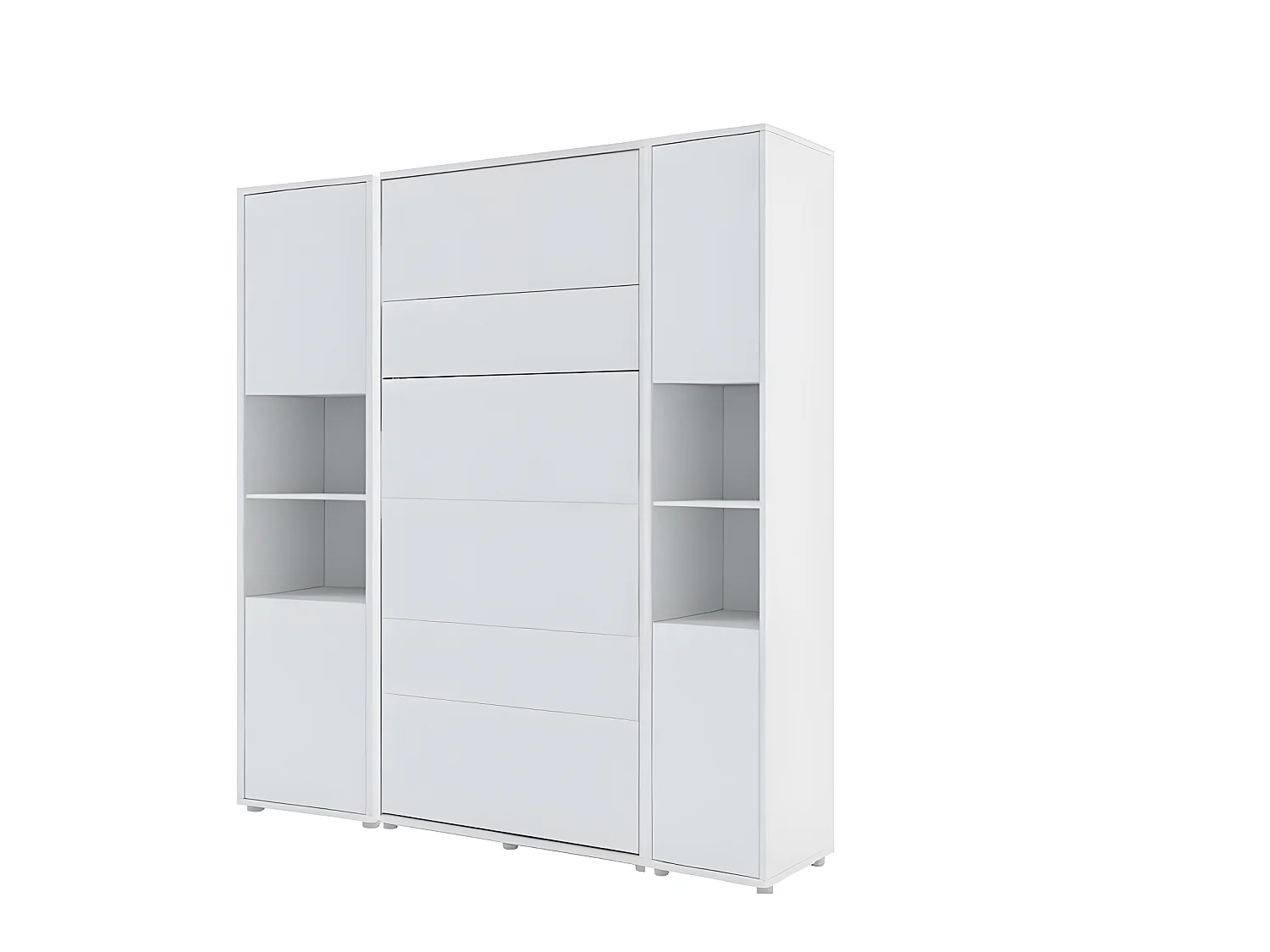 Lenart Armoire Lit escamotable +2 Placards Vertical 180x200cm blanc mat Lit Rabattable Lit Mural"Consus"