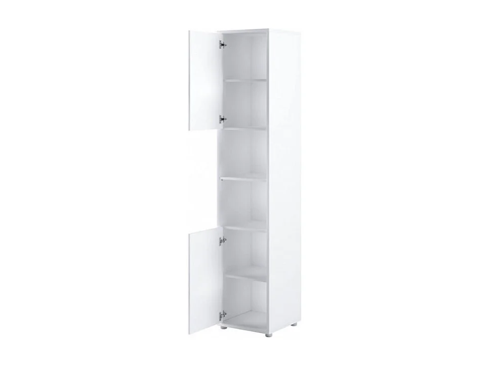 Lenart Armoire Lit escamotable +2 Placards Vertical 180x200 cm blanc brillant tiroir Lit Rabattable Lit Mural"Consus"