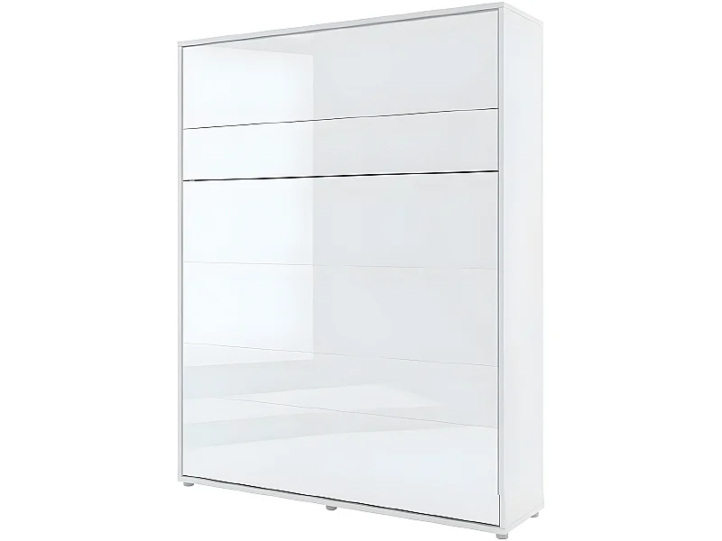 Lenart Armoire Lit escamotable +2 Placards Vertical 180x200 cm blanc brillant tiroir Lit Rabattable Lit Mural"Consus"