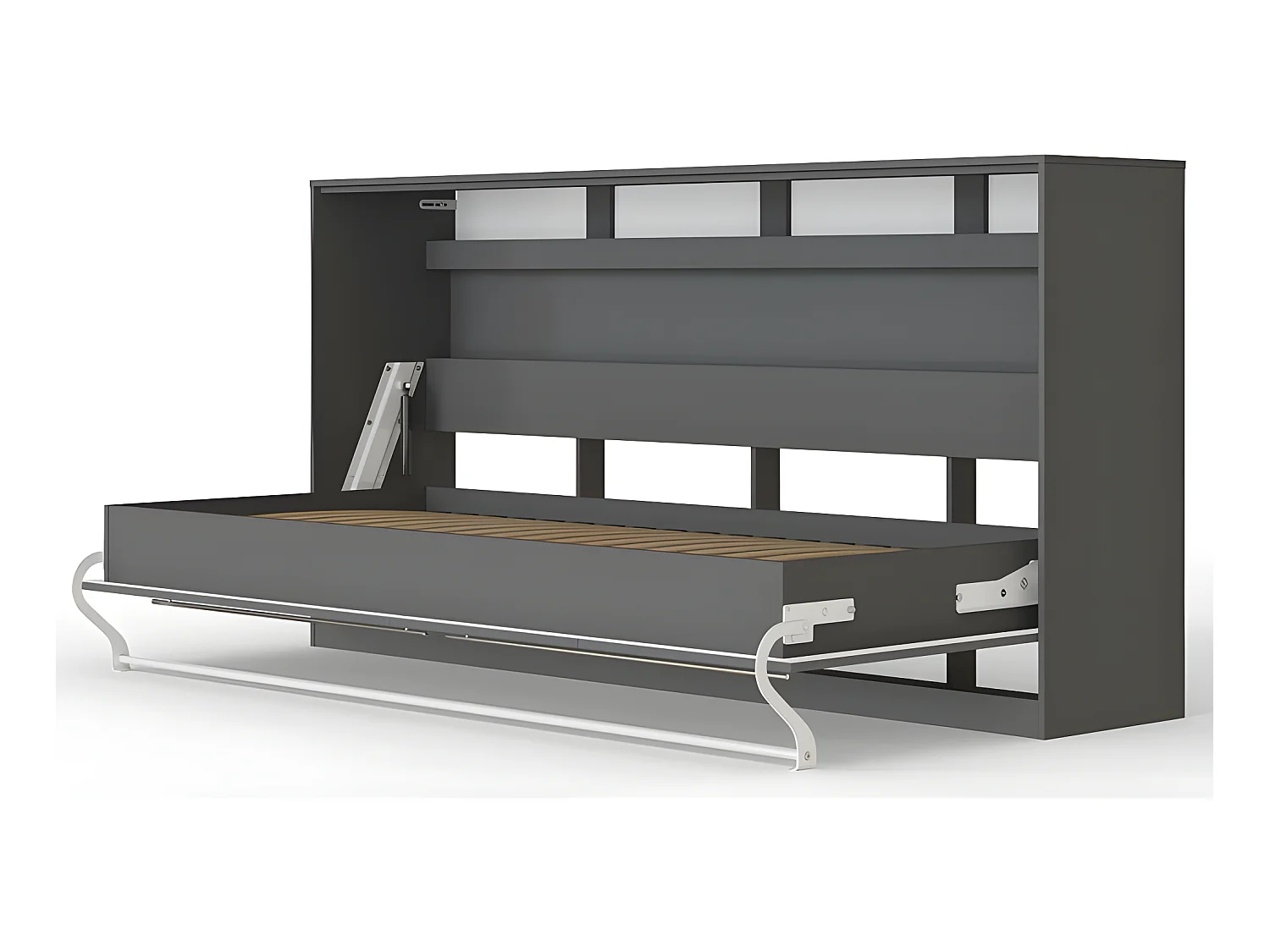 Armoire Lit escamotable 90x200cm Supérieur Horizontal Lit Rabattable Lit Mural Anthracite/Anthracite