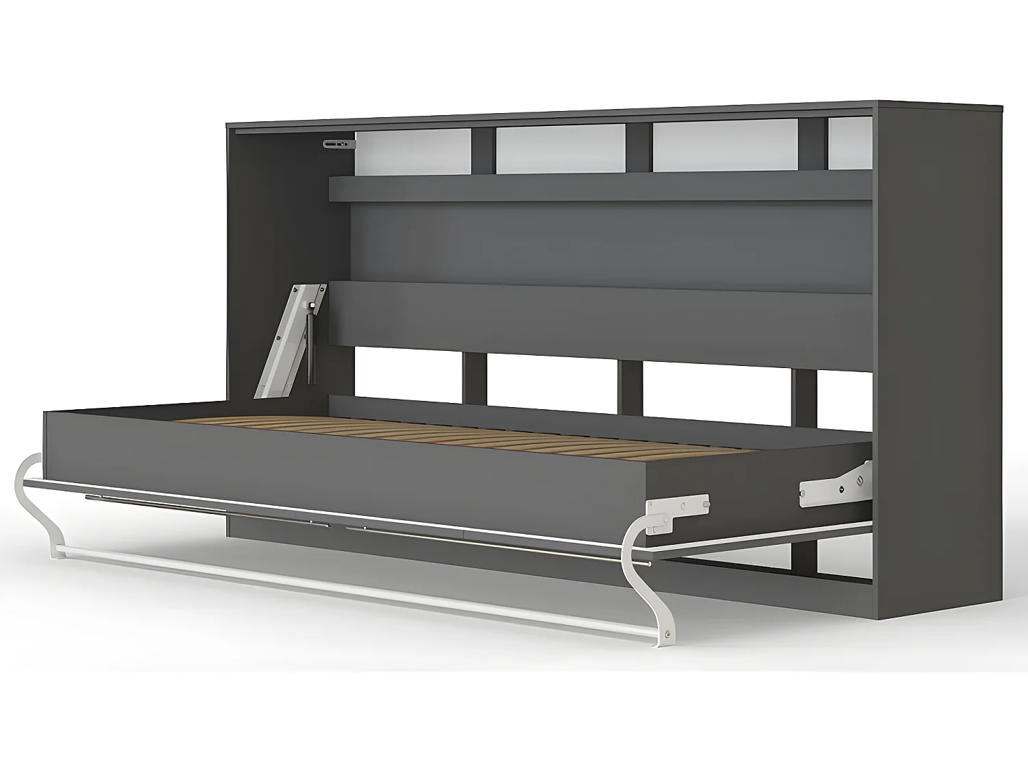 Armoire Lit escamotable 90x200cm Supérieur Horizontal Lit Rabattable Lit Mural Anthracite/Anthracite