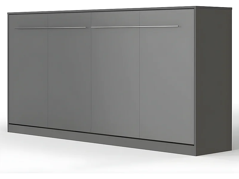 Armoire Lit escamotable 90x200cm Supérieur Horizontal Lit Rabattable Lit Mural Anthracite/Anthracite