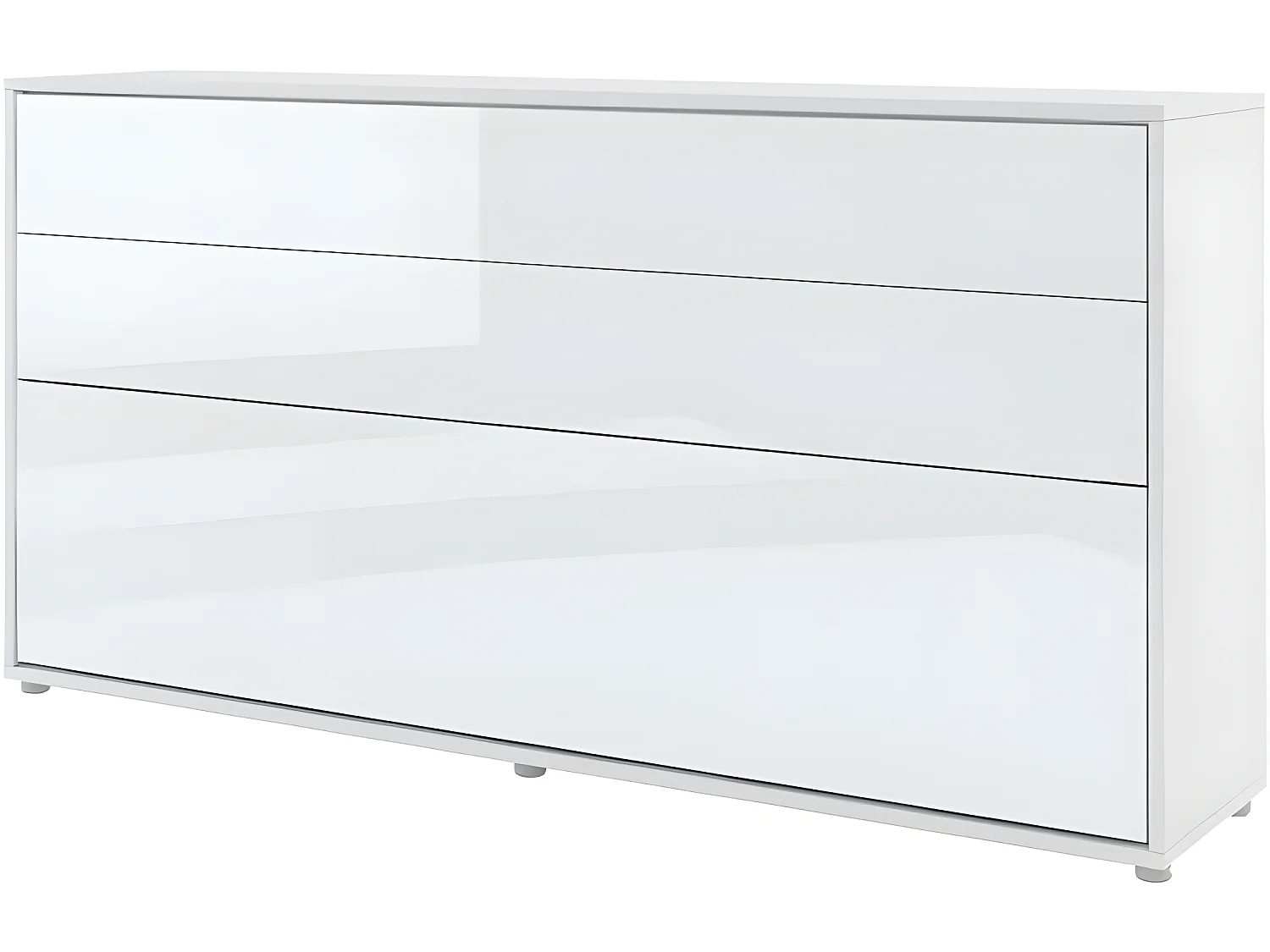 Lenart Armoire Lit escamotable Horizontal 90x200 cm Blanc brillant Lit Rabattable Lit Mural"Consus"