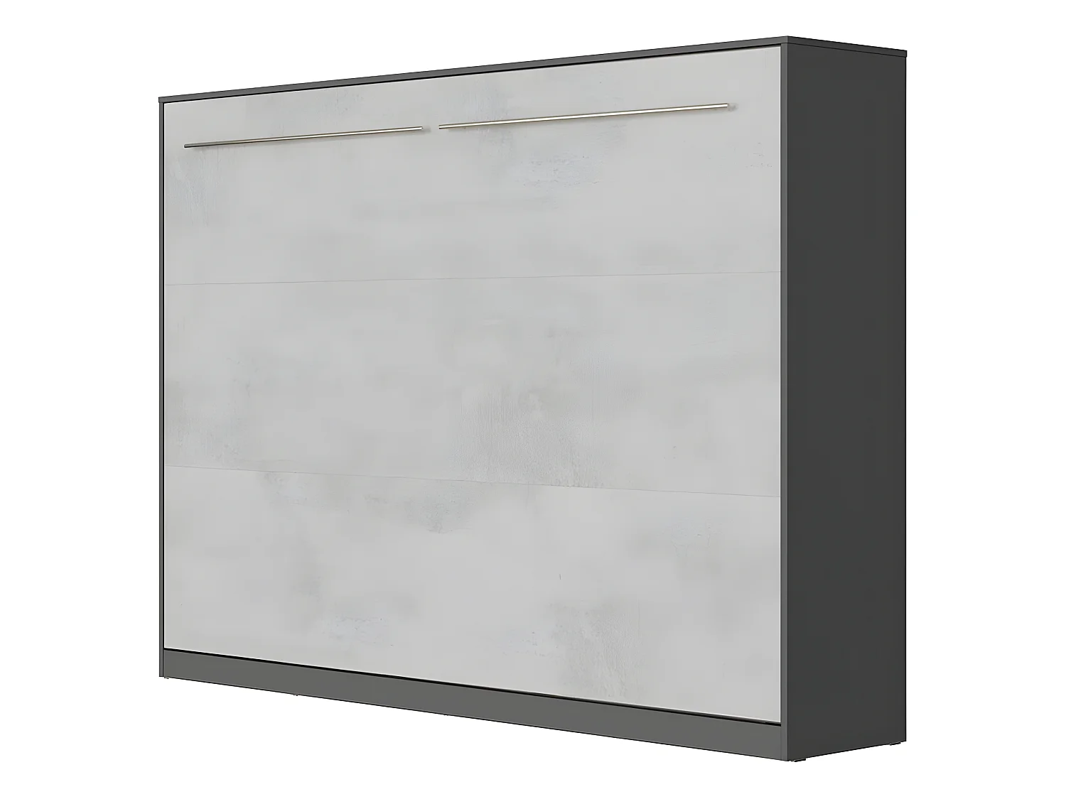 Armoire Lit escamotable 140x200cm Supérieur Horizontal Lit Rabattable Lit Mural Anthracite/Béton