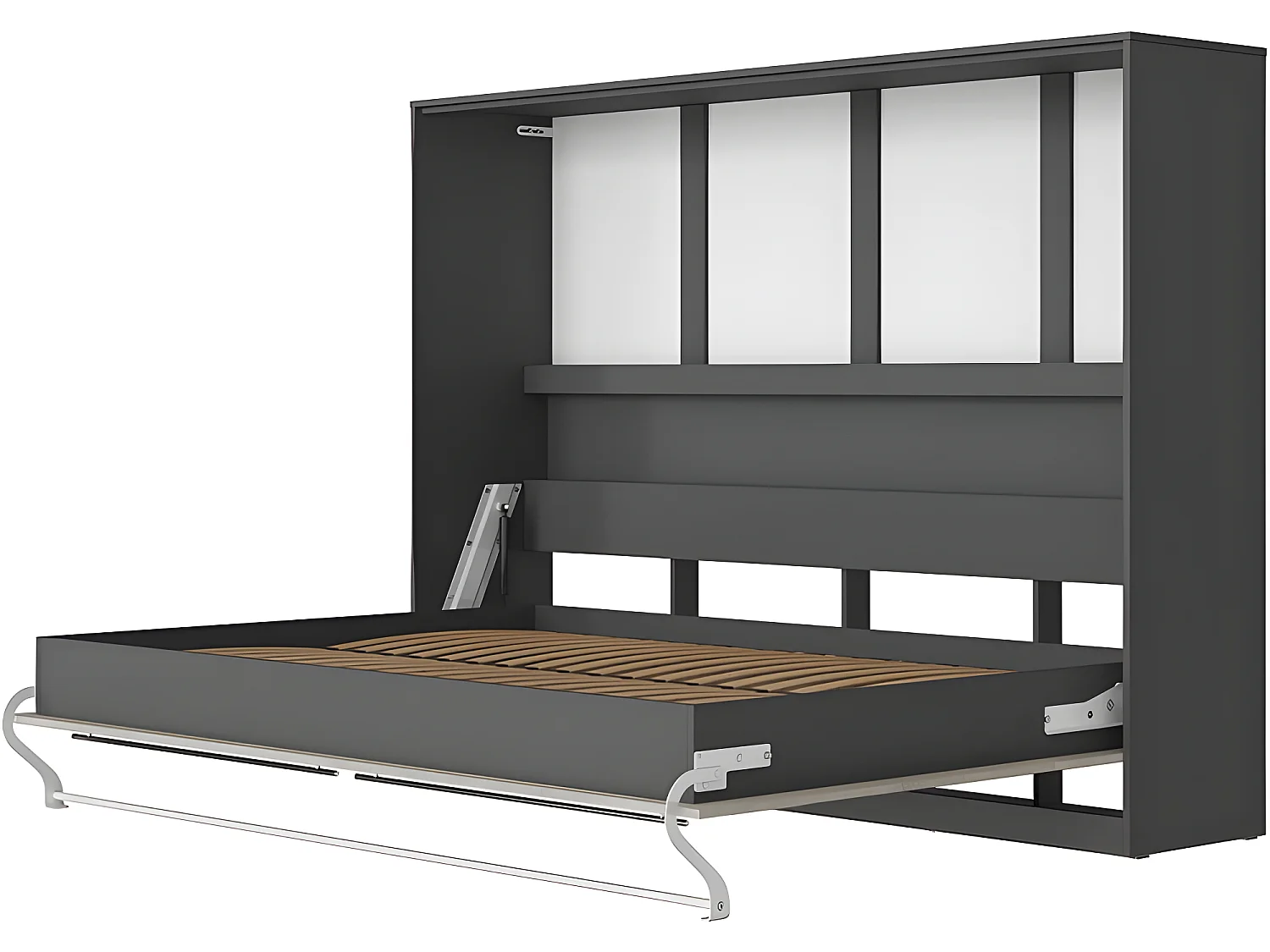 Armoire Lit escamotable 140x200cm Supérieur Horizontal Lit Rabattable Lit Mural Anthracite/Béton