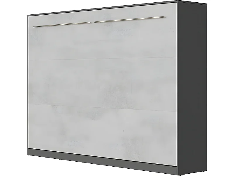Armoire Lit escamotable 140x200cm Supérieur Horizontal Lit Rabattable Lit Mural Anthracite/Béton