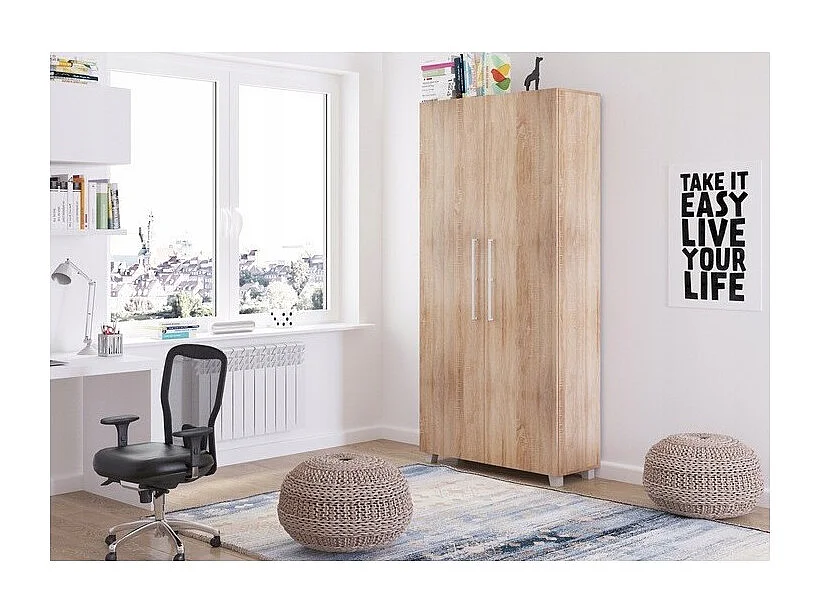 Armoire Lit escamotable Vertical 90x200 cm Sonoma artisan avec porte Lit Rabattable Lit Mural Todor