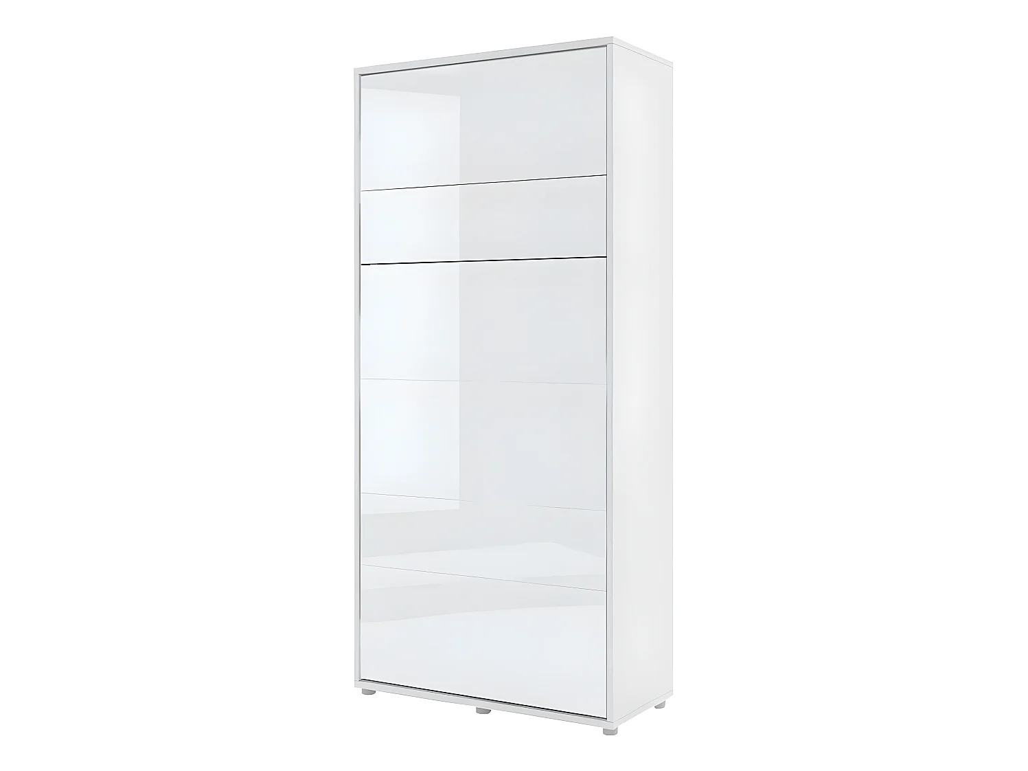 Lenart Armoire Lit escamotable Vertical 90x200 cm Blanc brillant Lit Rabattable Lit Mural"Consus"