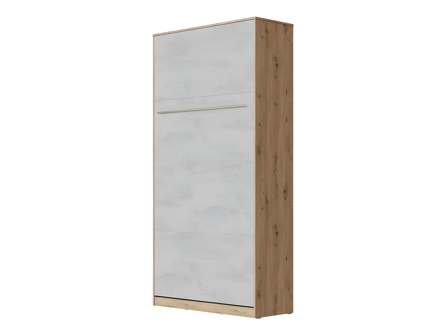 Lit escamotable +2 Placards Vertical 90x200+(80x2)cm Lit Rabattable Lit Mural Standard Chêne Sauvage/Béton