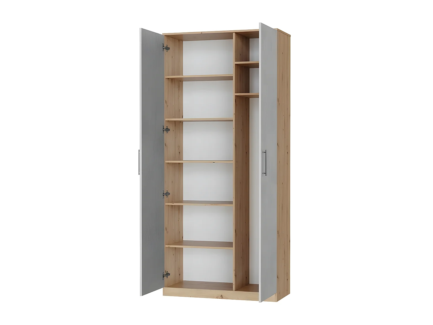 Lit escamotable +2 Placards Vertical 90x200+(80x2)cm Lit Rabattable Lit Mural Standard Chêne Sauvage/Béton