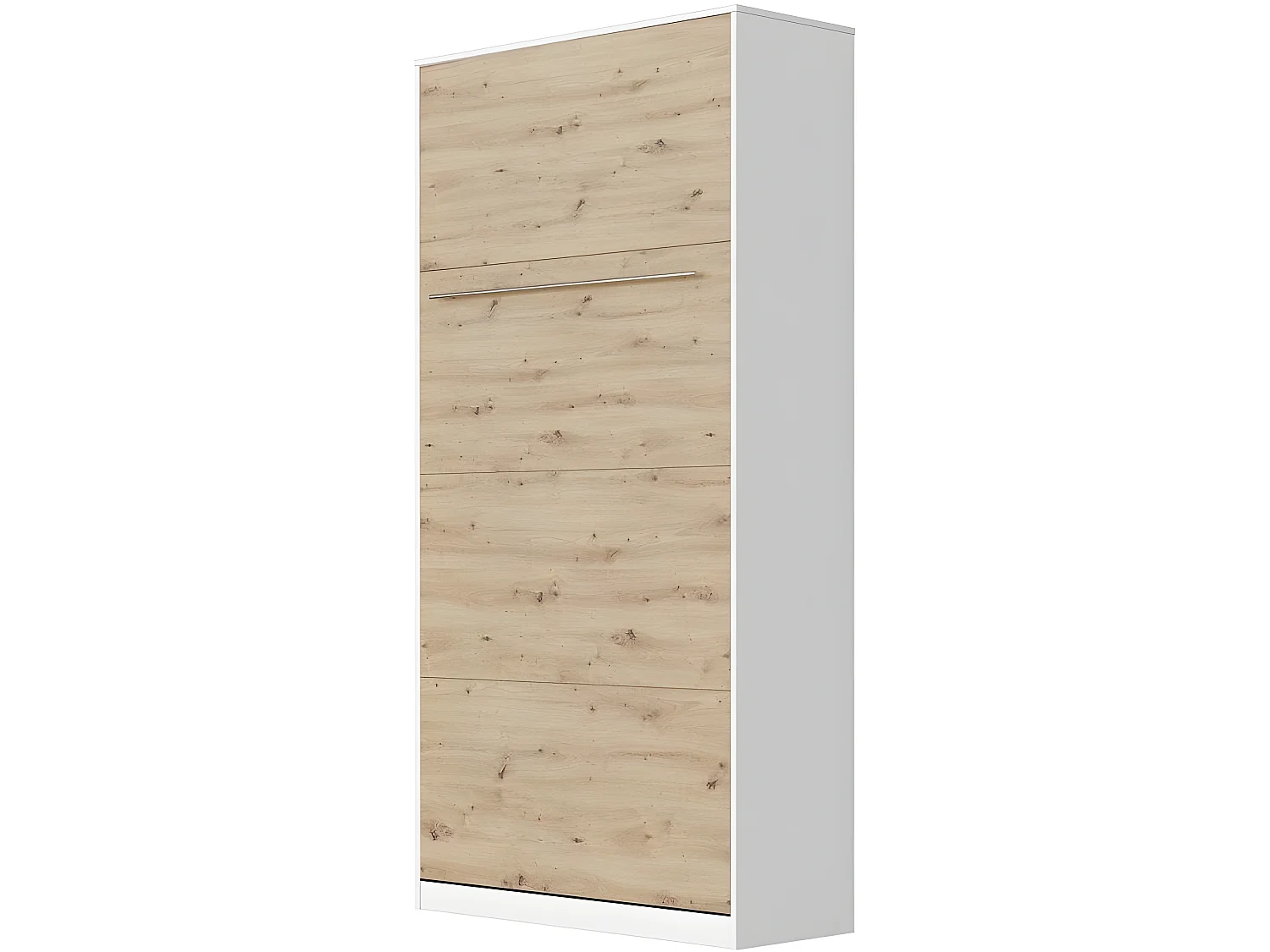 Lit escamotable +2 Placards Vertical 90x200+(80x2)cm Lit Rabattable Lit Mural Standard Blanc/Chêne Sauvage