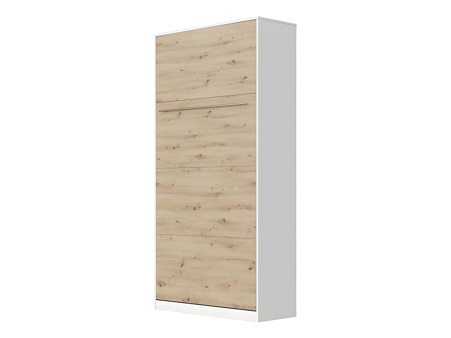 Lit escamotable +2 Placards Vertical 90x200+(80x2)cm Lit Rabattable Lit Mural Standard Blanc/Chêne Sauvage