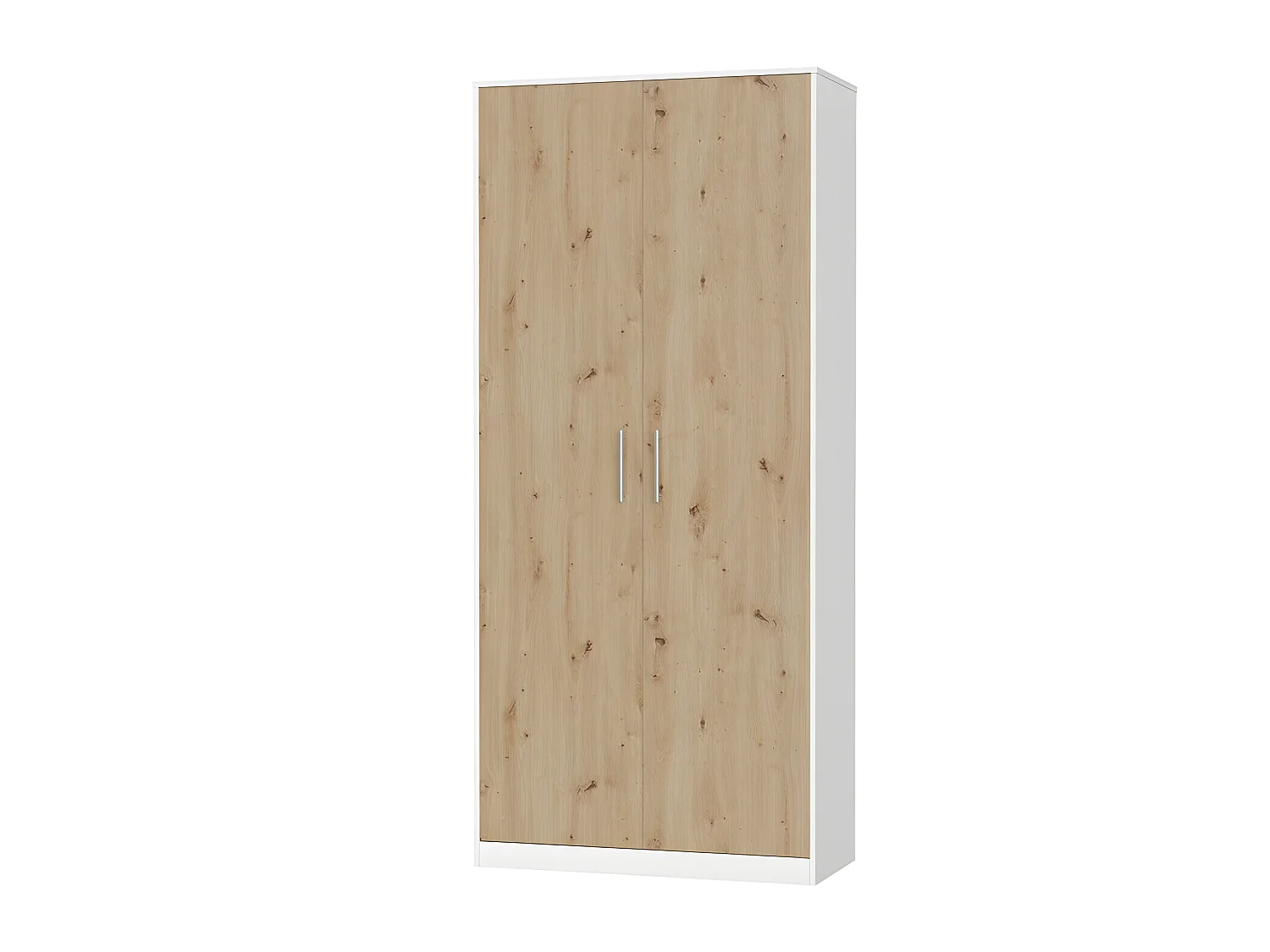 Lit escamotable +2 Placards Vertical 90x200+(80x2)cm Lit Rabattable Lit Mural Standard Blanc/Chêne Sauvage