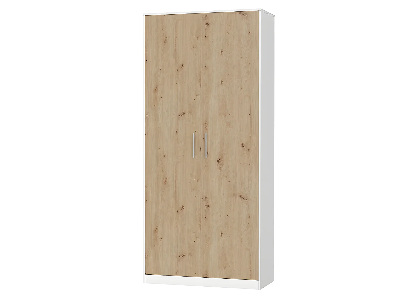 Lit escamotable +2 Placards Vertical 90x200+(80x2)cm Lit Rabattable Lit Mural Standard Blanc/Chêne Sauvage