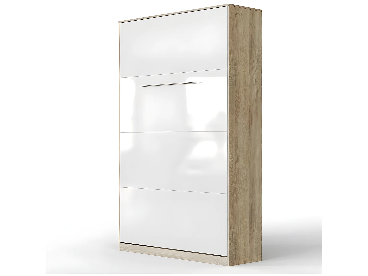Armoire Lit escamotable 120x200cm Vertical Lit Rabattable Lit Mural Supérieur Chêne Sonoma/Blanc brillant