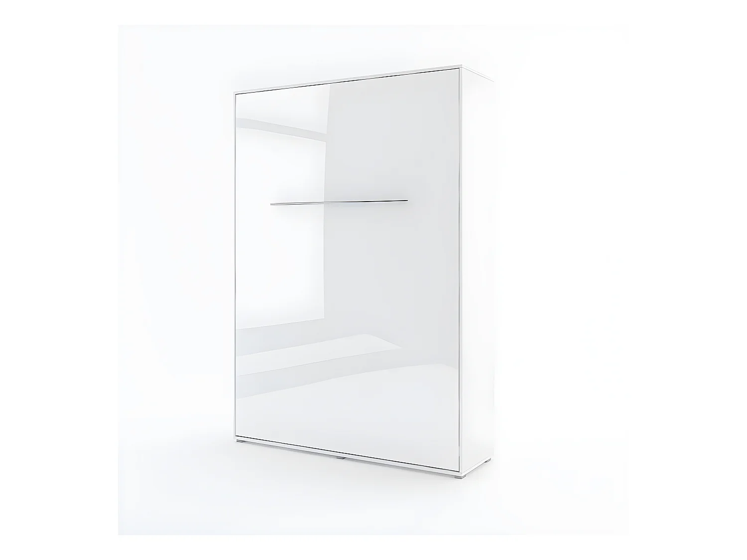 Lenart Armoire Lit escamotable Vertical 140x200 cm Blanc brillant Lit Rabattable Lit Mural Consus pro
