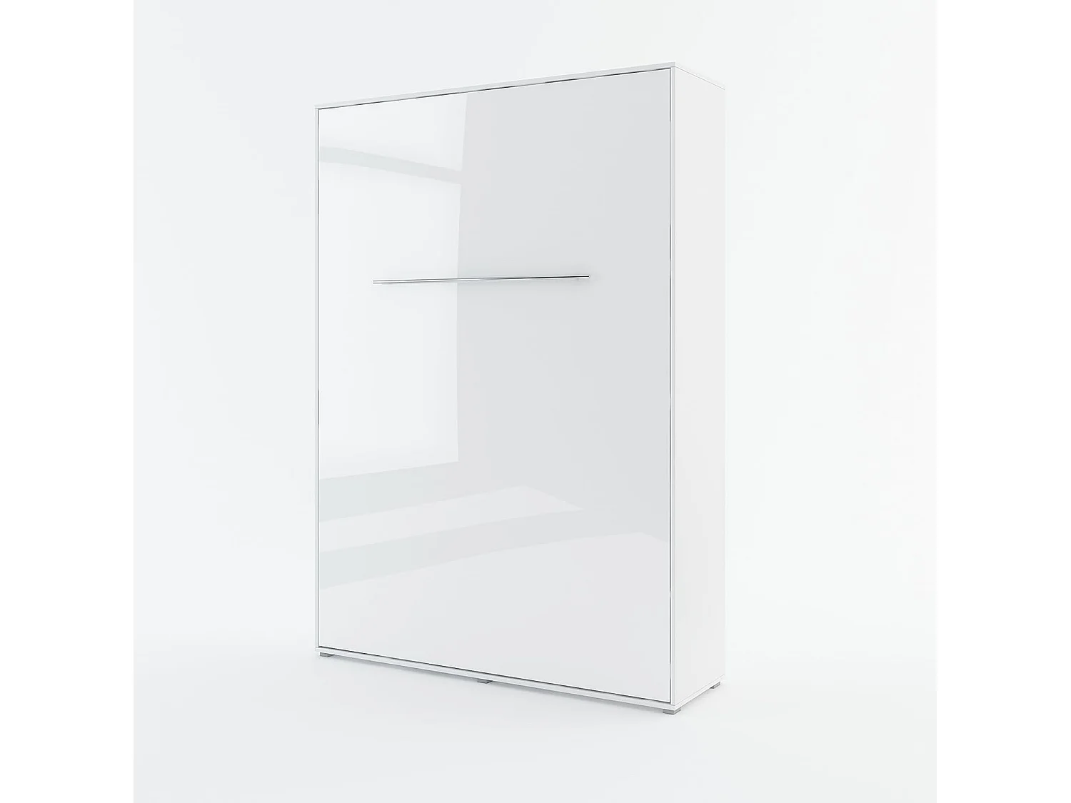 Lenart Armoire Lit escamotable Vertical 140x200 cm Blanc brillant Lit Rabattable Lit Mural Consus pro