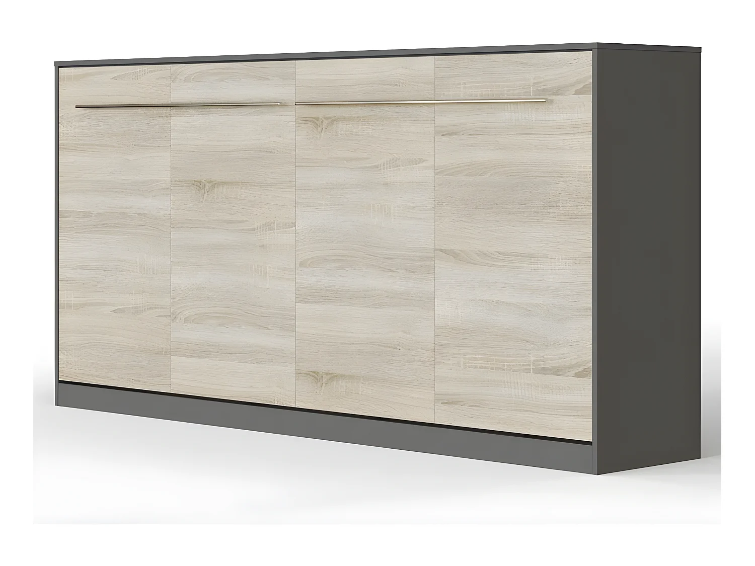 Armoire Lit escamotable 90x200cm Supérieur Horizontal Lit Rabattable Lit Mural Anthracite/Chêne Sonoma
