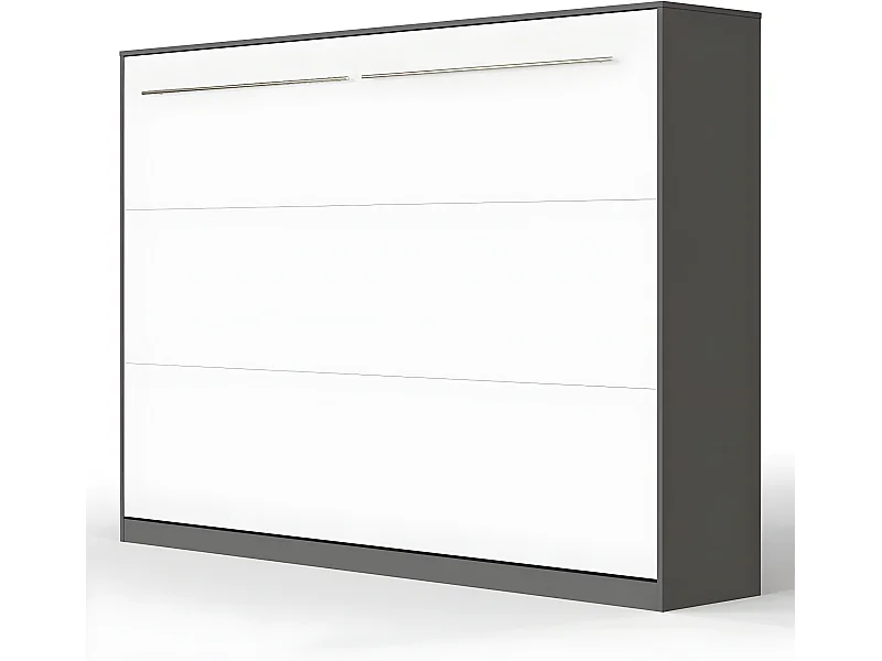 Armoire Lit escamotable 140x200cm Supérieur Horizontal Lit Rabattable Lit Mural Anthracite/Blanc
