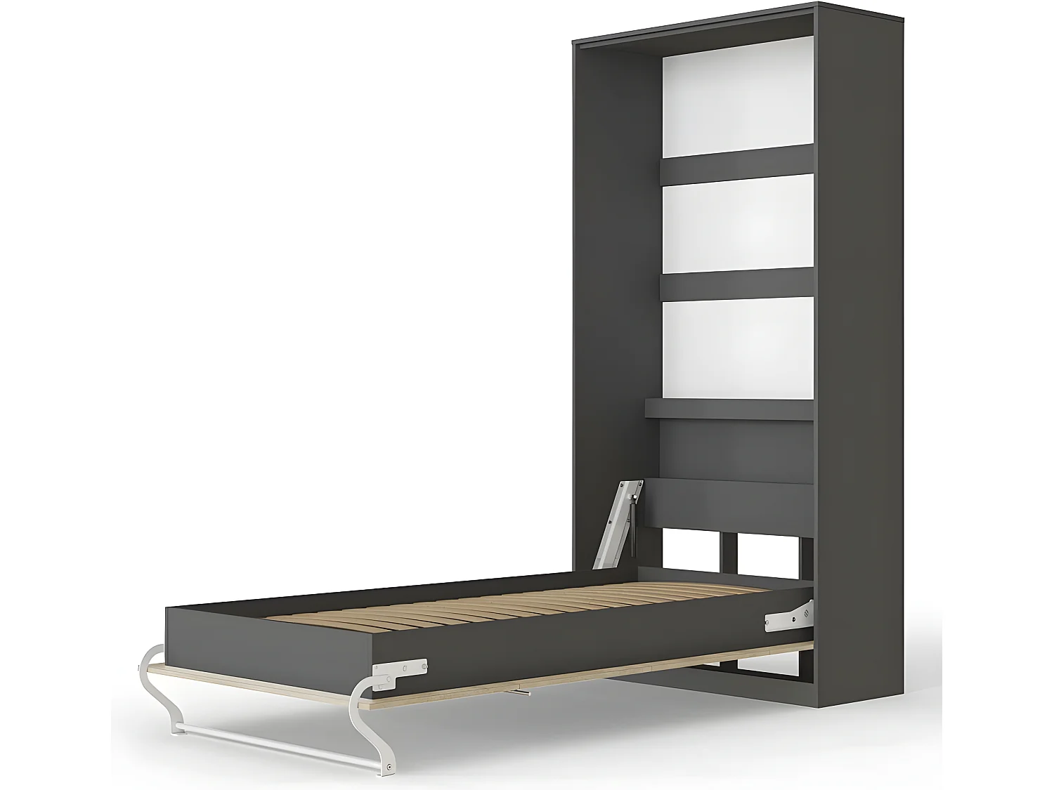 Armoire Lit escamotable 90x200cm Vertical Lit Rabattable Lit Mural Supérieur Anthracite/Chêne Sonoma