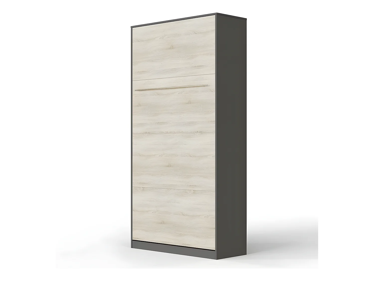 Armoire Lit escamotable 90x200cm Vertical Lit Rabattable Lit Mural Supérieur Anthracite/Chêne Sonoma
